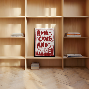 Rom Coms and Wine Art Print without a frame