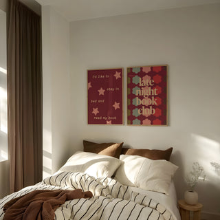 Late Night Book Club Set of 2 | Book Lover Reading Room Wall Art