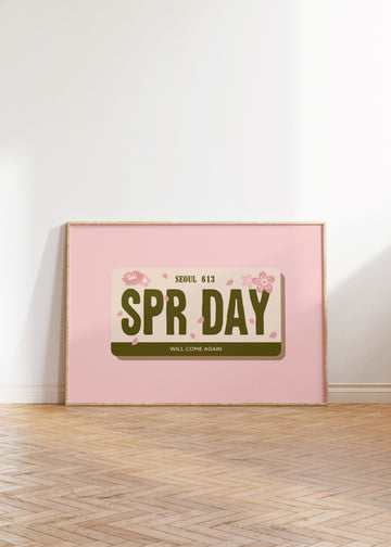 Spring Day License Plate Art Print without a frame