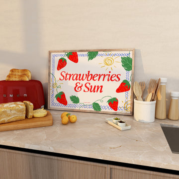 Strawberries and Sun Art Print without a frame