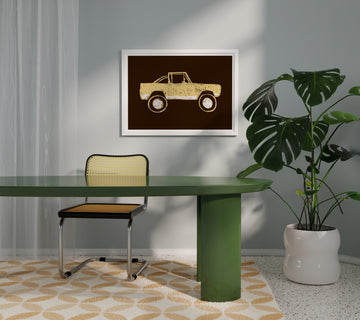 Yellow Car Side Art Print without a frame